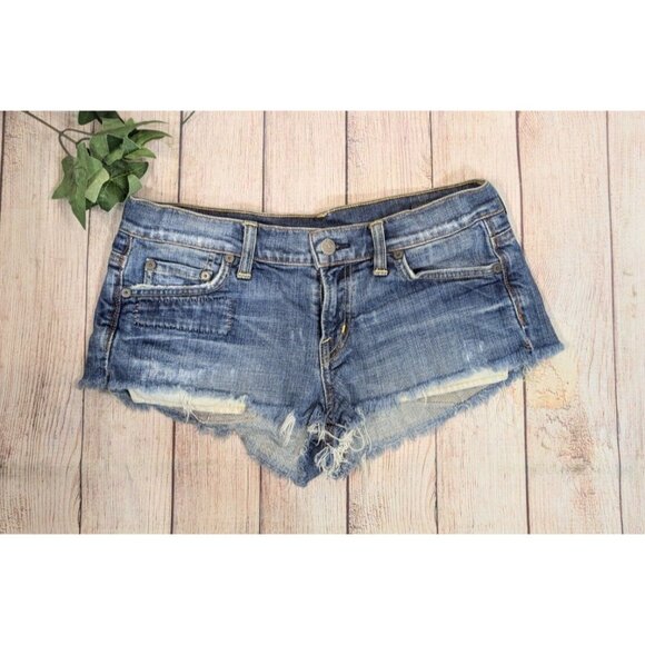CITIZENS OF HUMANITY Women's Cheeky Cut Off Denim Jean Shorts Raw Hem Size 28 - Picture 1 of 9